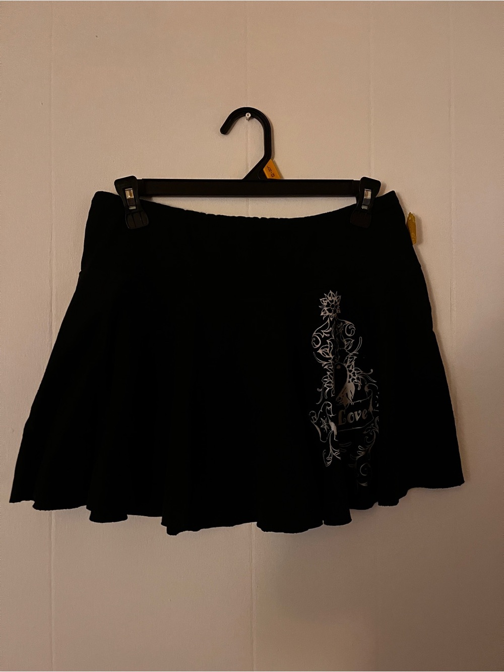 American Apparel Black Circle Skirt with White Decorative Motif